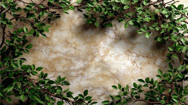 elegante fondo presentando delicado verde follaje en un texturizado superficie foto