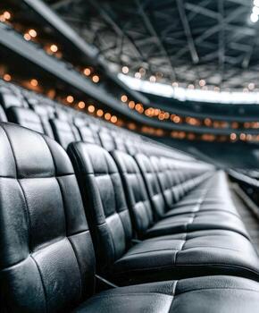 Empty stadium chairs create a quiet space before an event begins photo