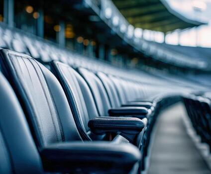 Empty seats await fans at a large sports venue before the big game photo