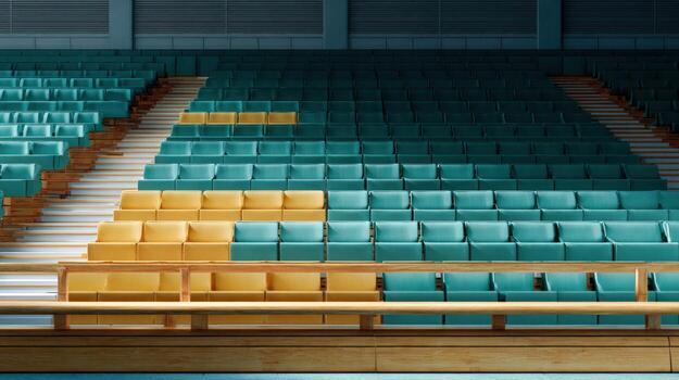Empty seats in a large sports venue create a quiet and spacious atmosphere photo