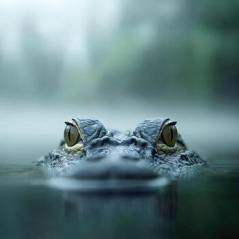 A close up of an alligator's head in the water photo