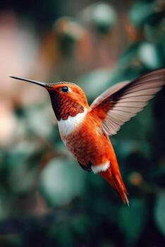 vibrante colibrí en vuelo en contra un vistoso natural fondo foto