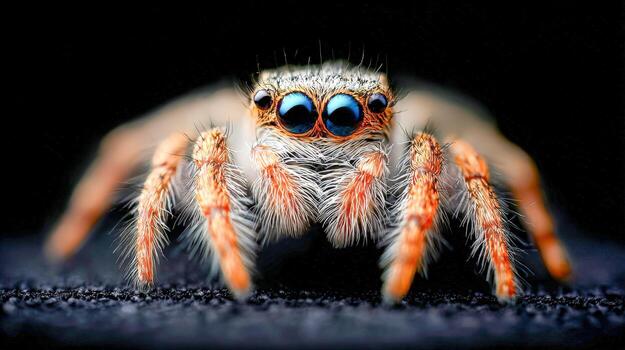 Hyper-detailed portrait showcasing a small spider with vibrant features photo