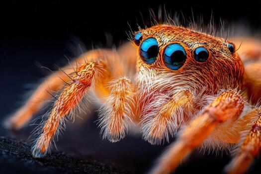 Hyper-detailed portrait reveals intricate features of a small spider photo