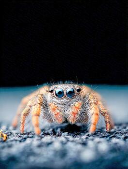 Hyper-detailed portrait captures the intricate features of a small spider photo