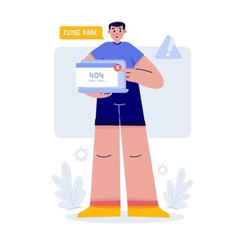 Illustration of a user with a 404 error vector