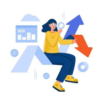 Person analyzing SEO data with graphs vector
