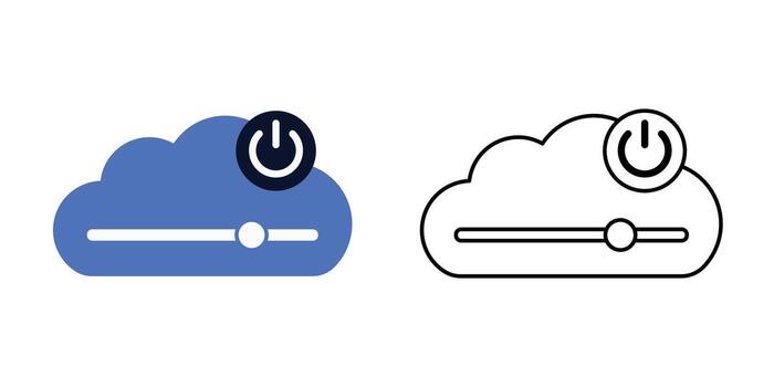 Resource throttling control icon featuring a cloud with adjustable dial and power curve. Perfect for cloud optimization, performance control, and resource management dashboards. vector