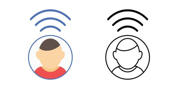 Presence ring icon showing circular profile with connection arcs. Perfect for online status display, user presence indicator, and real-time communication systems. vector