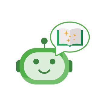 Learning assistant icon featuring an ai with open book and spark effect. Ideal for educational technology, e learning platforms, and smart tutoring assistant visuals. vector