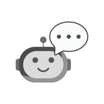 Friendly ai companion icon showing a smiling assistant face with chat bubbles. Ideal for customer support, personal chatbot, and conversational interface design concepts. vector