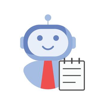Professional assistant icon showing an ai with tie and notepad symbol. Perfect for office support, task management, and productivity assistant visuals. vector