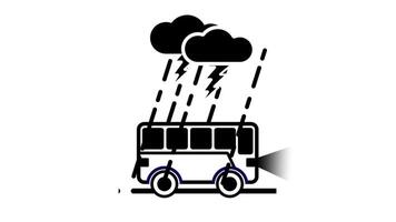 en fordon enheter genom en storm, symboliserar uthållighet och bestämning i de ansikte av motgång medan fortlöpande till flytta framåt- trots hinder video