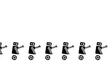 un de marcha línea de idéntico robots avances en unísono, simbolizando el subir de máquina dominio terminado humanidad video