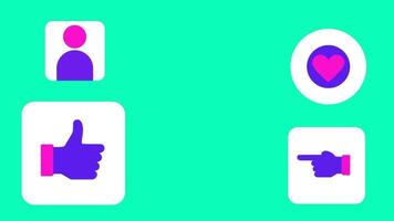 ljus ikoner av samspel representera kommunikation, förbindelse, och engagemang inom digital och social media miljöer video