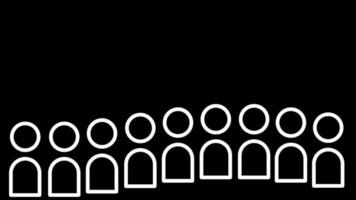 en grupp av vit ikoner representerar människor stående tillsammans symboliserar enhet, lagarbete, social förbindelse, och de kollektiv styrka av en stödjande gemenskap. video