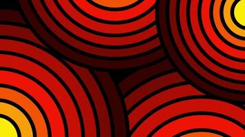 ett abstrakt sammansättning av överlappande röd och orange cirkulär former skapar djup, värme, och energi, representerar kreativitet, konst, och dynamisk modern design. video