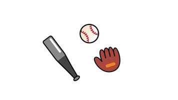 en fladdermus, boll, och handske tillsammans skildra de grundläggande verktyg av baseboll, representerar lagarbete, förberedelse, och de enhet av skicklighet och ändamål video