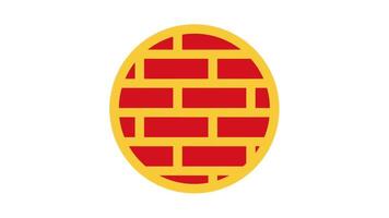 en stor cirkulär tegel strukturera liknar en Sol märken ett Viktig område, eventuellt en kontrollstation eller en symbol av framsteg i de spel. video