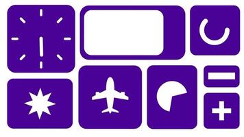 en mängd av kontrollera symboler anordnad i rutnät form representera funktionalitet, anpassning, och användare gränssnitt element i systemet design video