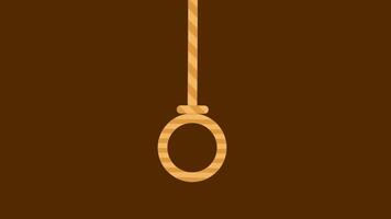 en gyllene looped rep hänger mot en brun bakgrund, representerar förbindelse, stabilitet, och uthållighet, symboliserar styrka och enhet i enkelhet och elasticitet. video