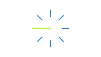 verde lungo linea ticchettio senso orario dentro blu Linee cerchio Caricamento in corso animazione. circolare rotazione. animato palpitante su trasparente sfondo. ui design elemento 4k . progresso indicatore, il buffering video