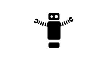 en robot står upprätt, symboliserar teknologisk identitet, mänsklig skapande, och de beredskap av maskiner till spela teater med ändamål och precision video