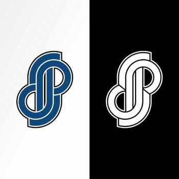 initial DP font flip onnected top down stylish brand vector