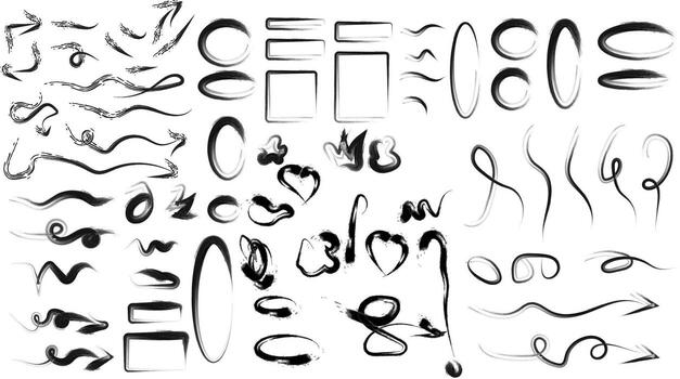 Grunge Brush Stroke Elements Collection of Arrows Frames and Shapes vector