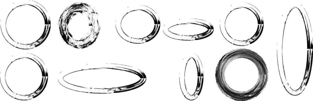 Grunge Circle Shapes Collection Design Set for Backgrounds and Frames vector