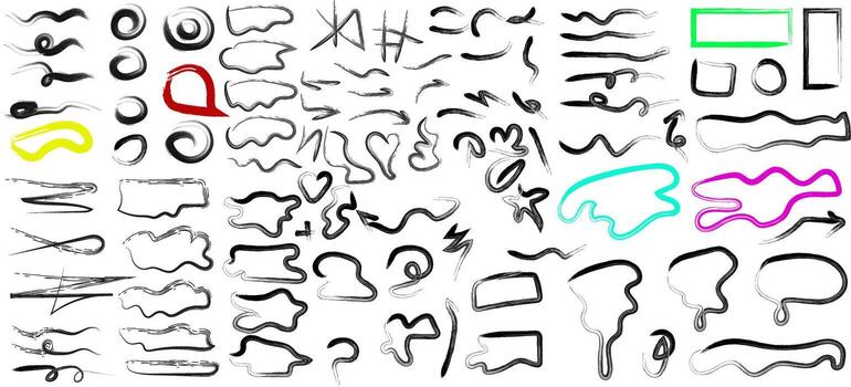 Collection of Hand Drawn Sketched Shapes and Symbols for Design Elements vector