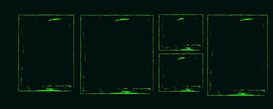 Abstract Glowing Green Frames on Dark Background Futuristic Design Element vector