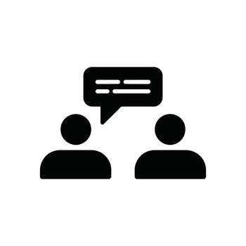 Two people having a conversation represented by speech bubble on white background icon vector