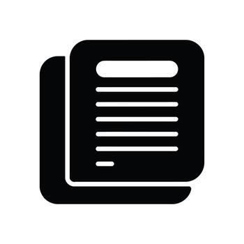 Black document paper stack icon with rounded corners on white background vector