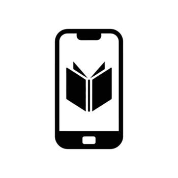 Black Smartphone with Open Book Icon for Digital Library Concept vector