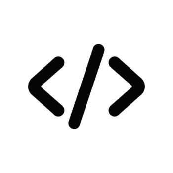 Black coding symbol icon illustration on white background for website and print vector