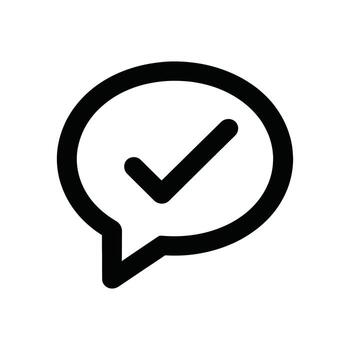 Black speech bubble with check mark icon on a white background vector