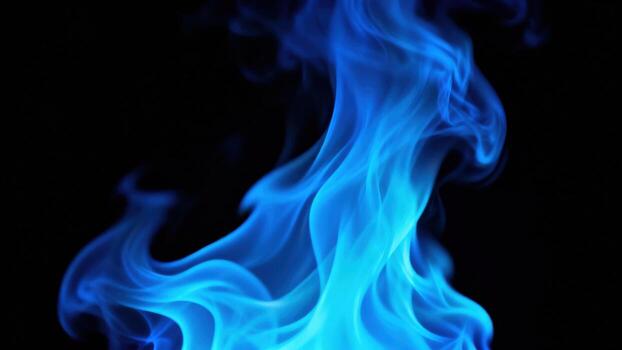 blue flame on black background photo