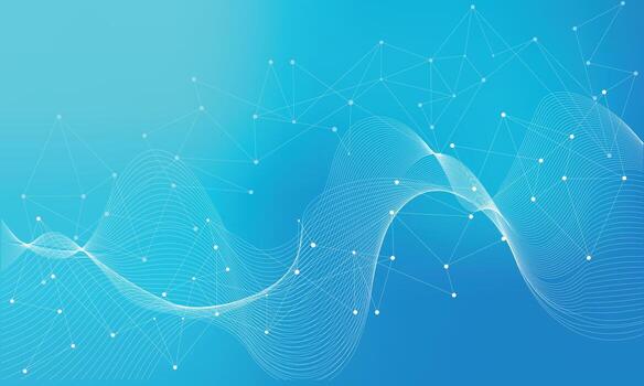 Abstract Blue Digital Wave Network Background with Connected Dots. Futuristic Technology Banner Design. vector