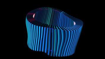 resumen 3d circular formación de rectángulos con oscuro degradado resplandor animación en negro fondo, futurista lazo movimiento gráfico video