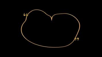 realistisk 3d gyllene tömma Tal bubbla moln form animering med ljus lysande på svart bakgrund video