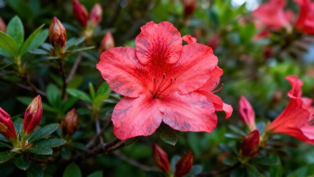 Red azalea flower in bloom photo