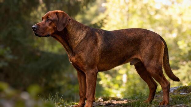 Dog standing in a natural setting photo