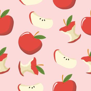 colorful apple pattern on pink background vector