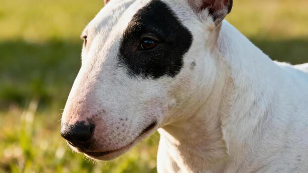 Bull Terrier breed profile in sunlight photo