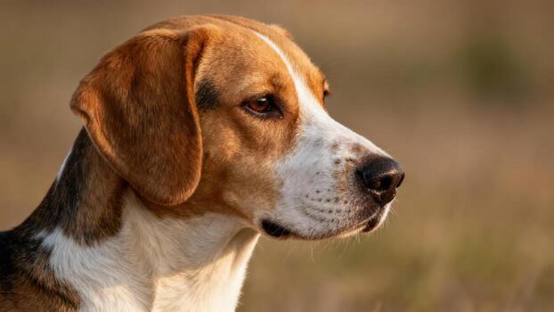Profile view of a beagle dog photo