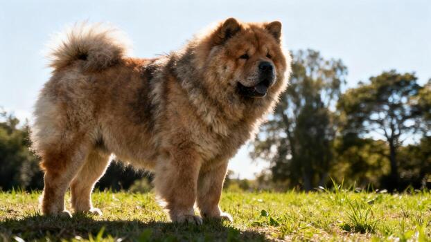 Chow Chow dog on green grass photo