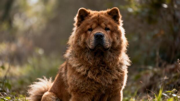 Fluffy Chow Chow dog in nature photo