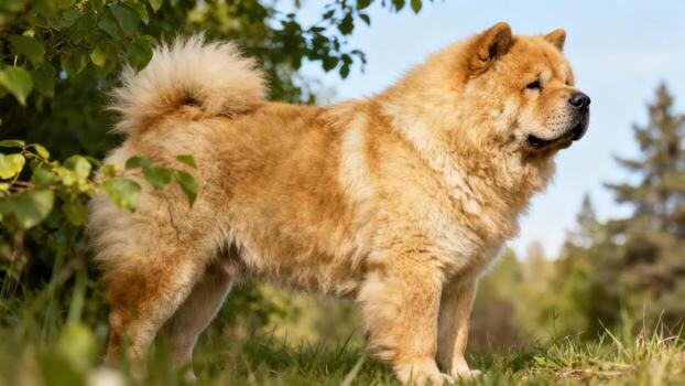 Fluffy Chow Chow dog outdoors photo
