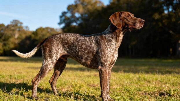 German Shorthaired Pointer standing in a field photo